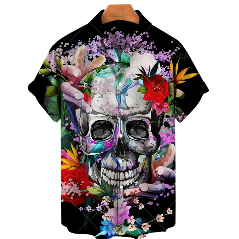 Hawaiian Beach Shirt Fashion Design Men's 3D Skull Print Shirt Retro Casual Street Clothing Men's Summer Unisex Short Sleeve Top - Image 17