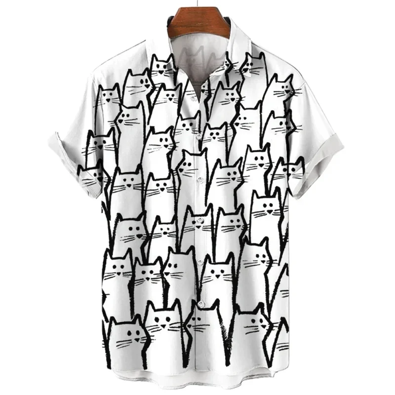 Fashion Cartoon Line Cat Pattern Print To