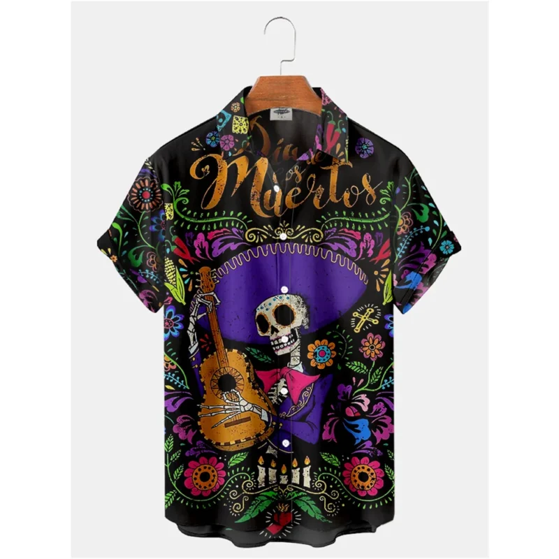 2024 Retro Casual Collar Man's Hawaiian Shirt Cotton With Costume Short Sleeve Top Designer Camisa Floral Masculina