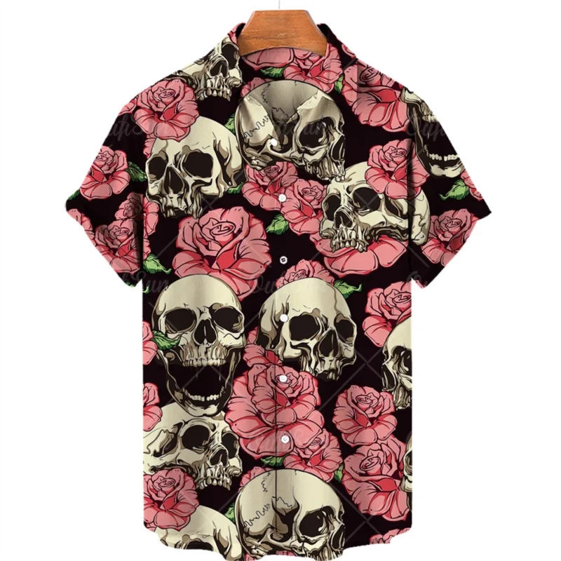 Hawaiian Beach Shirt Fashion Design Men's 3D Skull Print Shirt Retro Casual Street Clothing Men's Summer Unisex Short Sleeve Top - Image 13