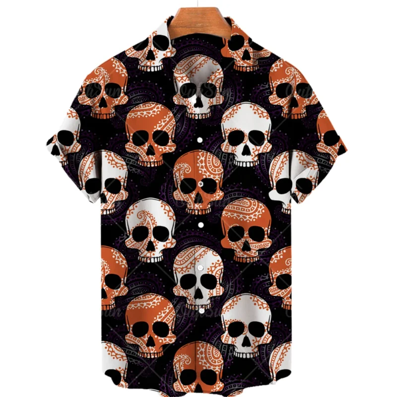Hawaiian Beach Shirt Fashion Design Men's 3D Skull Print Shirt Retro Casual Street Clothing Men's Summer Unisex Short Sleeve Top - Image 18