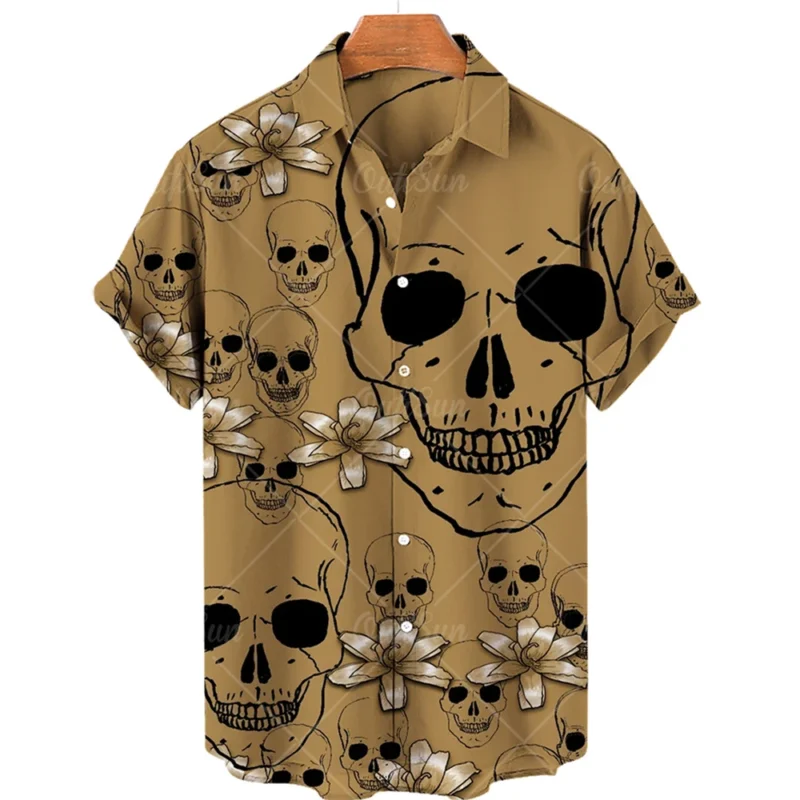Hawaiian Beach Shirt Fashion Design Men's 3D Skull Print Shirt Retro Casual Street Clothing Men's Summer Unisex Short Sleeve Top - Image 16