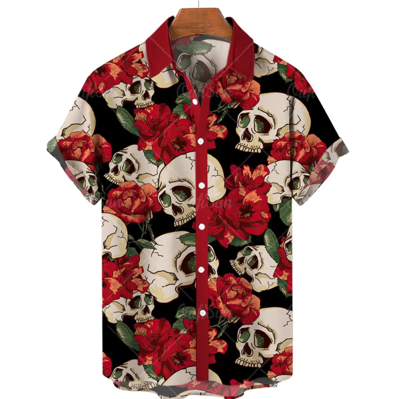 Hawaiian Beach Shirt Fashion Design Men's 3D Skull Print Shirt Retro Casual Street Clothing Men's Summer Unisex Short Sleeve Top - Image 10