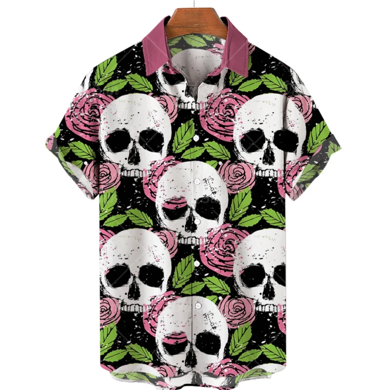 Hawaiian Beach Shirt Fashion Design Men's 3D Skull Print Shirt Retro Casual Street Clothing Men's Summer Unisex Short Sleeve Top - Image 14