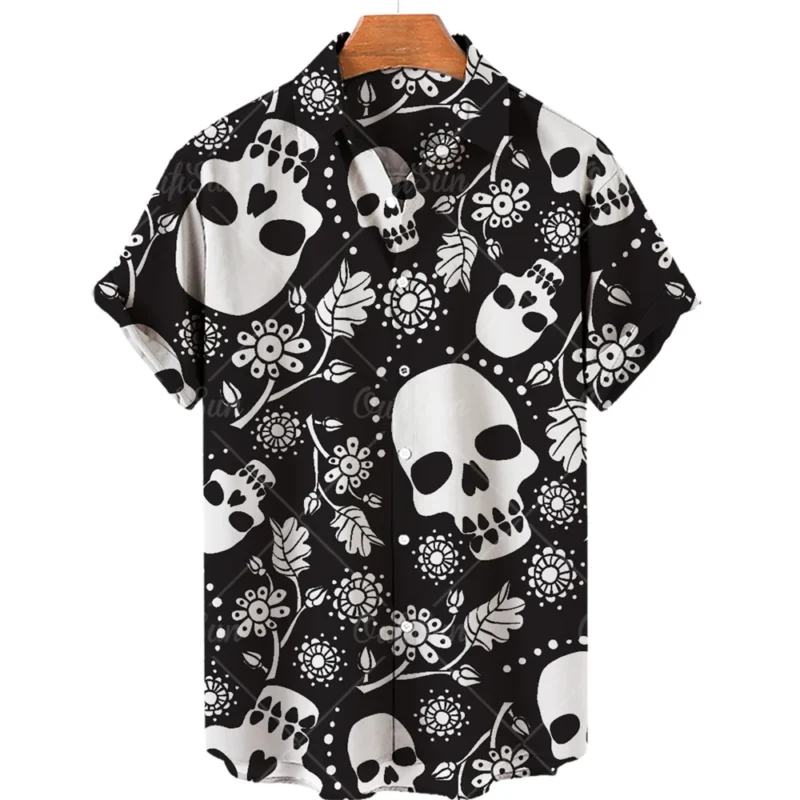 Hawaiian Beach Shirt Fashion Design Men's 3D Skull Print Shirt Retro Casual Street Clothing Men's Summer Unisex Short Sleeve Top - Image 11