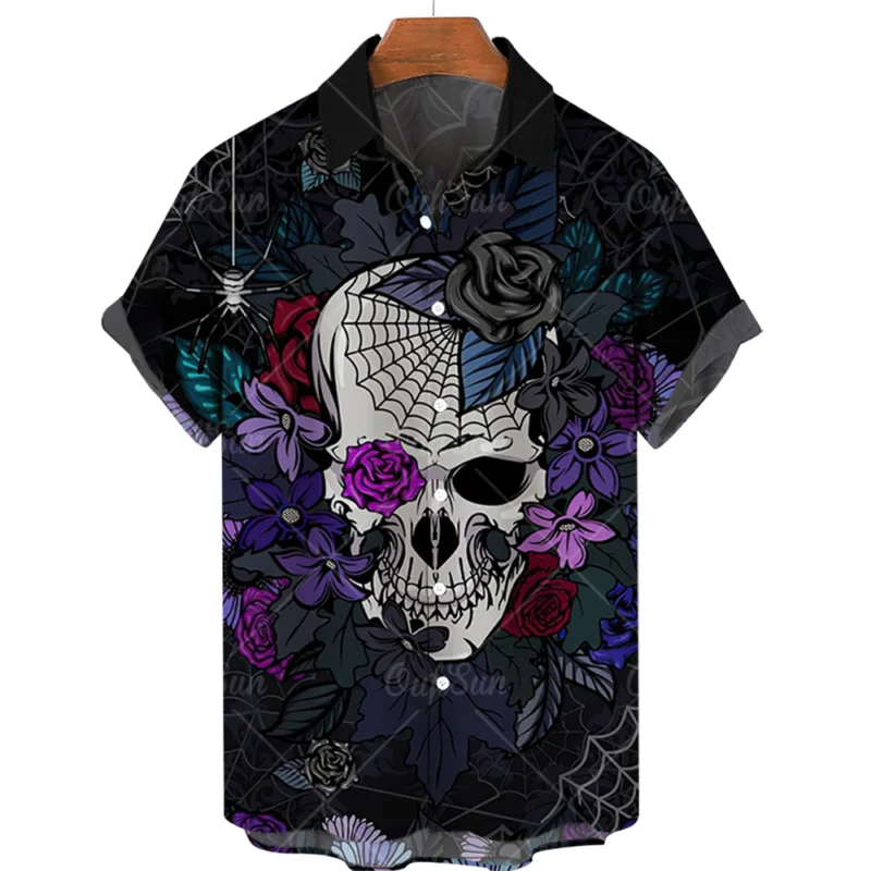 Hawaiian Beach Shirt Fashion Design Men's 3D Skull Print Shirt Retro Casual Street Clothing Men's Summer Unisex Short Sleeve Top - Image 15