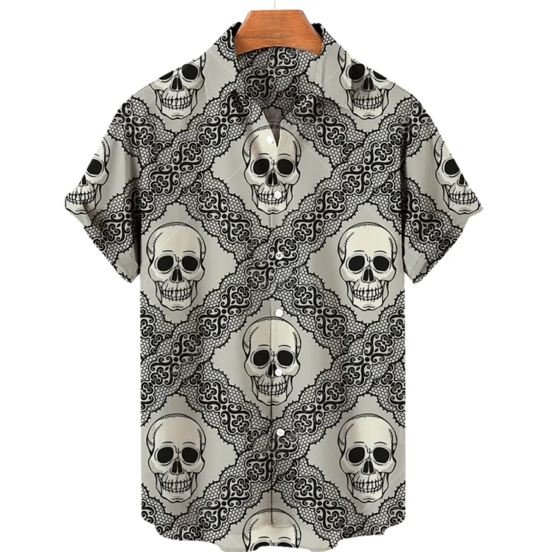 Hawaiian Beach Shirt Fashion Design Men's 3D Skull Print Shirt Retro Casual Street Clothing Men's Summer Unisex Short Sleeve Top - Image 12