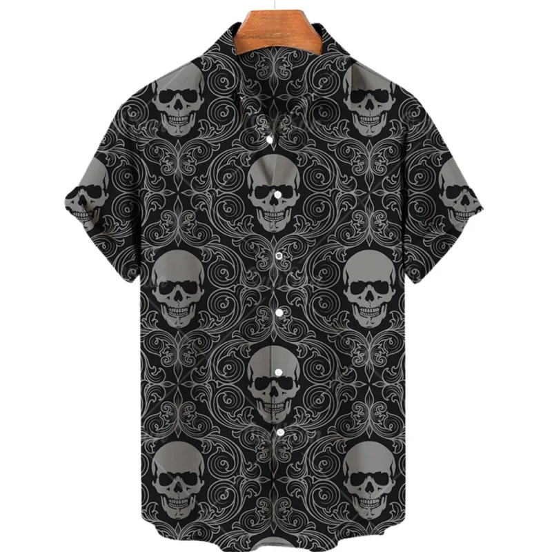 Hawaiian Beach Shirt Fashion Design Men's 3D Skull Print Shirt Retro Casual Street Clothing Men's Summer Unisex Short Sleeve Top - Image 9